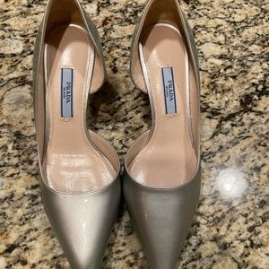 Prada Silver Heels - Authentic with Box, worn 2 times inside